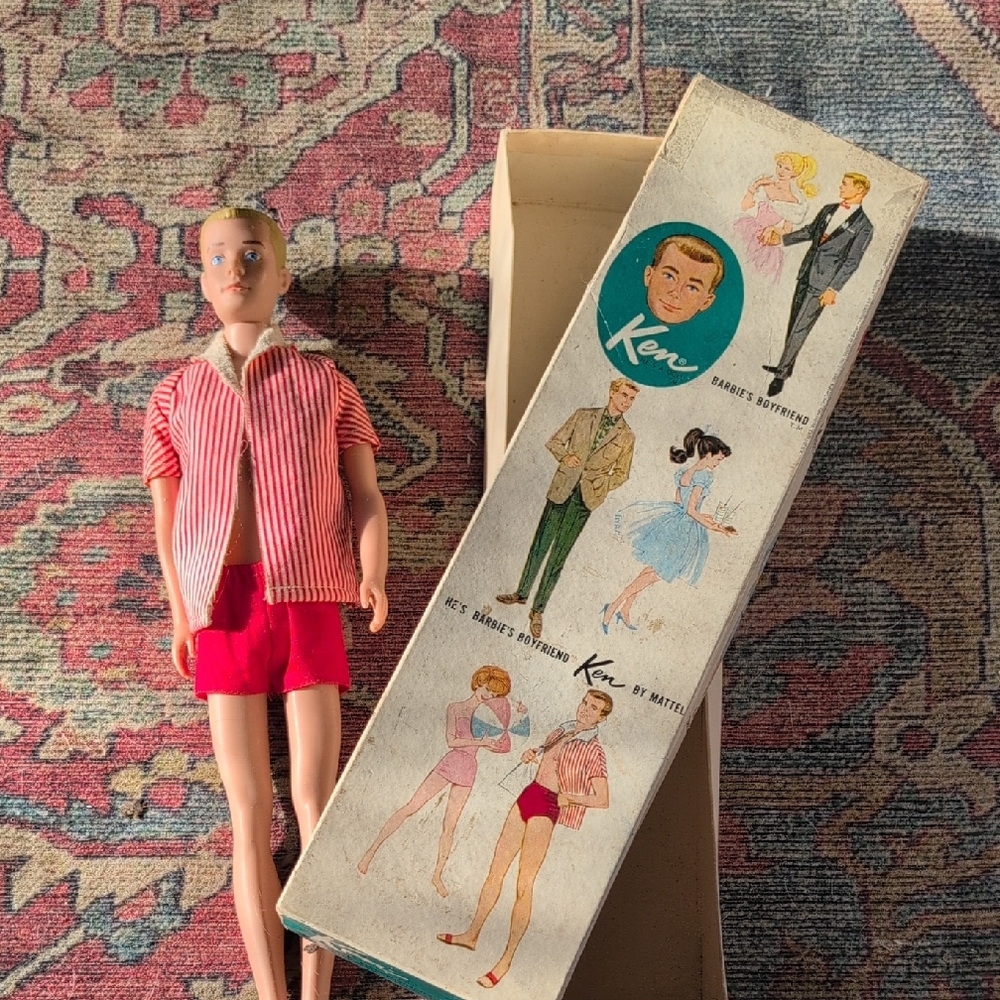 Mattel Ken Doll in Red Striped Shirt and Red Shorts